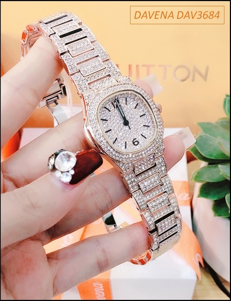 Đồng hồ Nữ Davena Mặt Oval Swarovski Rose Gold size nhỏ