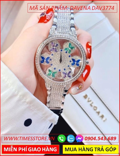 Đồng hồ Nữ Davena Mặt Xoay Cánh Bướm Full Đá Swarovski (38mm)