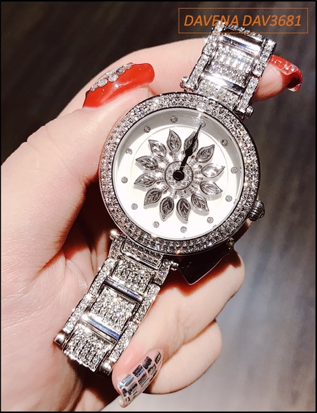 Đồng hồ Nữ Davena Bông hoa xoay Full Đá Swarovski Crystal (38mm)
