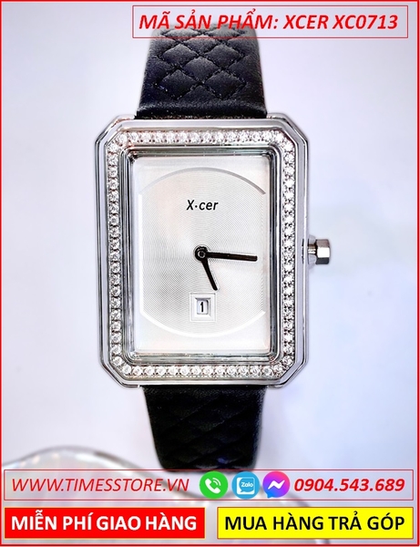 Đồng Hồ Nữ Xcer Tựa Chanel Mặt Chữ Nhật Dây Da