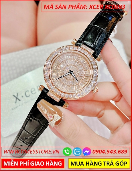 Đồng Hồ Nữ Xcer Tựa Franck Muller Double Mystery Rose Gold Dây Da (35mm)