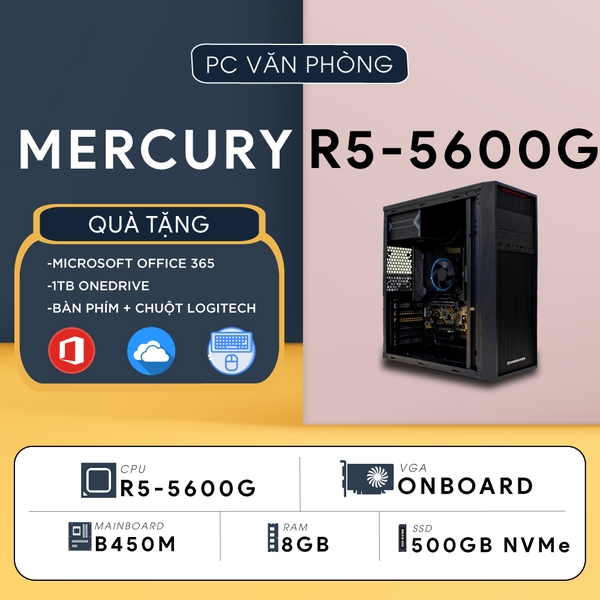 PC ST-MERCURY R5 (Ryzen 5 5600G, Radeon Graphics, Ram 8GB, SSD 512GB, 450W)