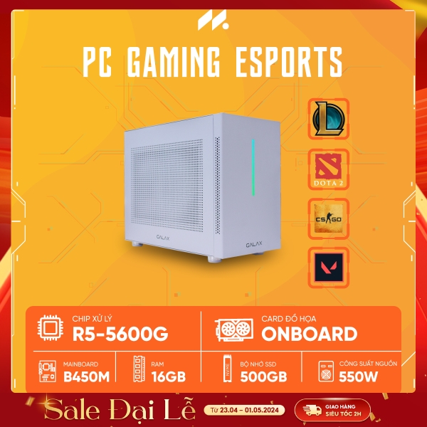 PC Gaming Esports R5 MINI (Ryzen 5 5600G, Radeon Graphics, Ram 16GB, SSD 500GB, 550W)