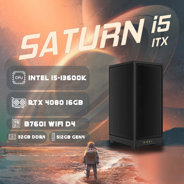 PC ST-SATURN i5K ITX (i5-14600K, RTX 4080S 16G, Ram 32GB DDR5, SSD 512G, 850W)