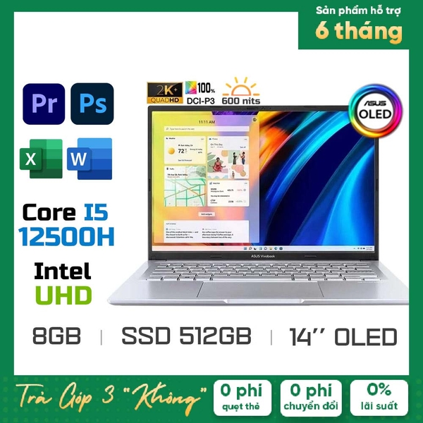 Laptop Asus Vivobook 14X OLED A1403ZA-KM065W (i5-12500H, Iris Xe Graphics, Ram 8GB DDR4, SSD 512GB, 14 Inch OLED 2.8K 60Hz)