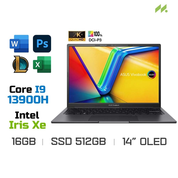 Laptop Asus Vivobook 14X OLED S3405VA-KM071W (i9-13900H, Iris Xe Graphics, Ram 16GB DDR4, SSD 512GB, 14 Inch OLED 2.8K 90Hz)