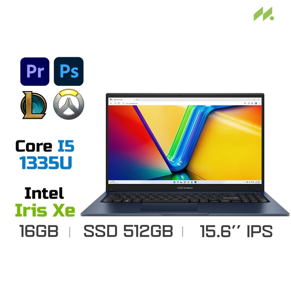 Laptop Asus Vivobook 15 X1504VA-NJ070W (i5-1335U, Iris Xe Graphics, Ram 16GB DDR4, SSD 512GB, 15.6 Inch IPS FHD)