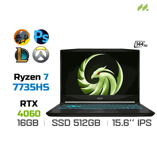 Laptop Gaming MSI Bravo 15 C7VFK-275VN (Ryzen 7 7735HS, RTX 4060 8GB, Ram 16GB DDR5, SSD 512GB, 15.6 Inch IPS 144Hz FHD)