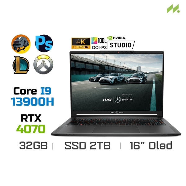 Laptop Gaming MSI Stealth 16 Mercedes-AMG Motorsport A13VG-289VN (i9-13900H, RTX 4070 8GB, Ram 32GB DDR5, SSD 2TB, 16 Inch OLED UHD+)