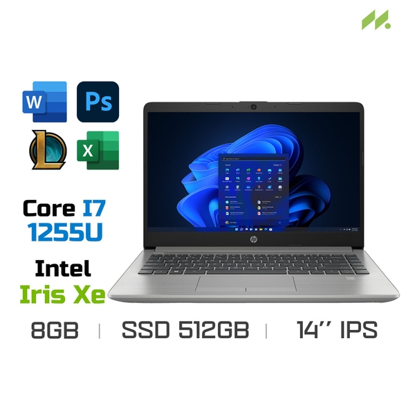 Laptop HP 240 G9 6L1Y5PA (i7-1255U, Iris Xe Graphics, Ram 8GB DDR4, SSD 512GB, 14 Inch IPS FHD)