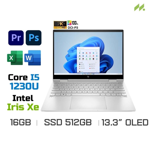 Laptop HP Envy x360 13-bf0112TU 7C0N9PA (i5-1230U, Iris Xe Graphics , Ram 16GB DDR4, SSD 512GB, 13.3 Inch OLED 2.8K TouchScreen, Bút cảm ứng)