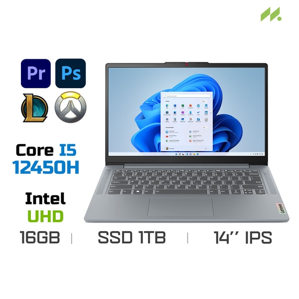 Laptop Lenovo Ideapad Slim 3 14IAH8 83EQ0009VN (i5-12450H, UHD Graphics, Ram 16GB LPDDR5, SSD 1TB, 14 Inch IPS FHD)