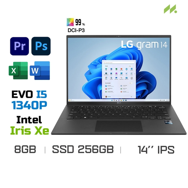 Laptop LG Gram 2023 14ZD90R-G.AX52A5 (i5-1340P EVO, Iris Xe Graphics, Ram 8GB LPDDR5, SSD 256GB, 14 Inch IPS WUXGA)