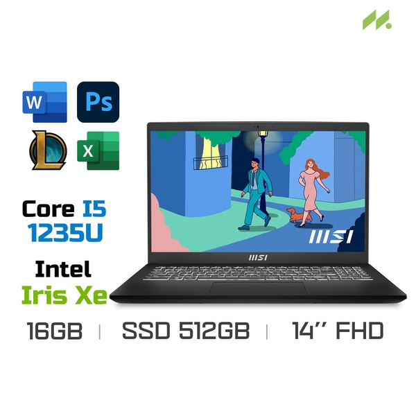 Laptop MSI Modern 14 C12MO-660VN (i5-1235U, Iris Xe Graphics, Ram 16GB DDR4, SSD 512GB, 14 Inch IPS FHD)