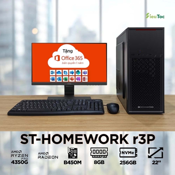 PC ST-HOMEWORK r3P (Ryzen 3 Pro 4350G, Radeon Graphics, Ram 8GB, SSD 256GB, 450W, LCD 22 Inch)