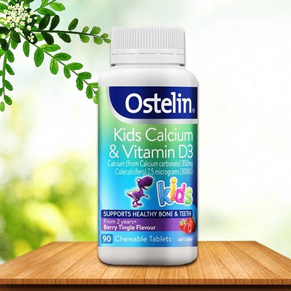 Ostelin Calcium & Vitamin D3 Kids hương dâu của Úc (90 viên) MBMart
