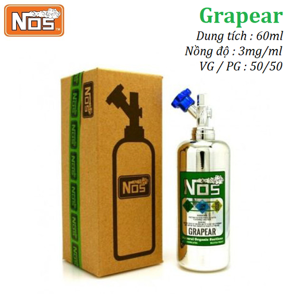 Tinh Dầu Vape NOS (3mg/60ml) - (Grapear - Nho Xanh, Trái Lê & Kẹo Menthol)