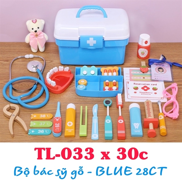 Hộp đồ chơi bác sỹ bằng gỗ xanh TL-033