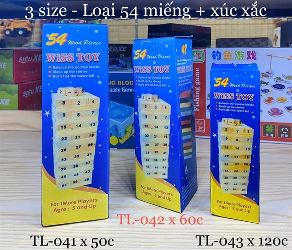 Rút gỗ 54m + xúc xắc size 60C/t TL-042