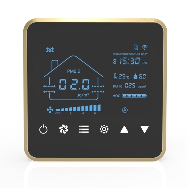 Điều khiển Nút cảm ứng - 3 tốc độ + Nhiệt độ + độ ẩm + CO2 + PM2.5 + VOC +WIFI