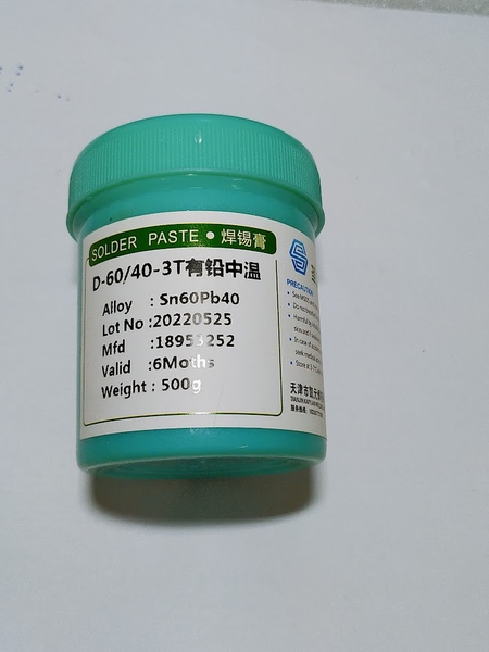 Thiếc bột, thiếc hàn kem, hàn dán D-60/40-3T Sn60Pb40 SOLDER PASTE loại 500g G10-3