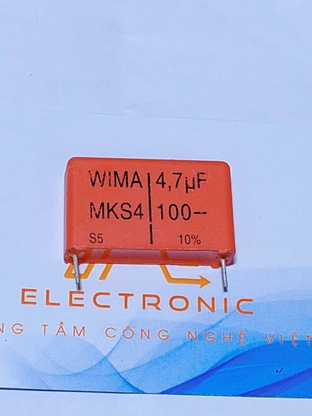 Tụ điện  của Đức WIMA MKS4 100V 4.7UF  khoảng cách chân 27.5mm
