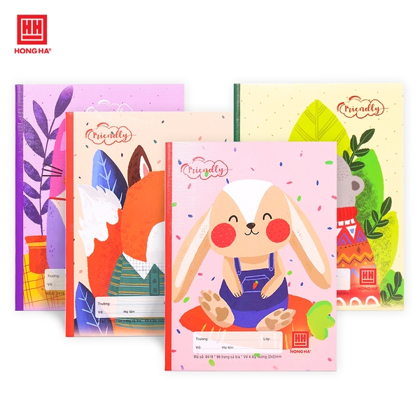 Vở 4 ô ly 96 trang Hồng Hà Class Friendly Animal - 0419