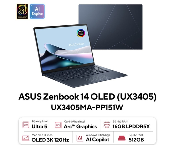 Bàn phím laptop  Asus zenbook 14 Oled UX3405ma-PP151w