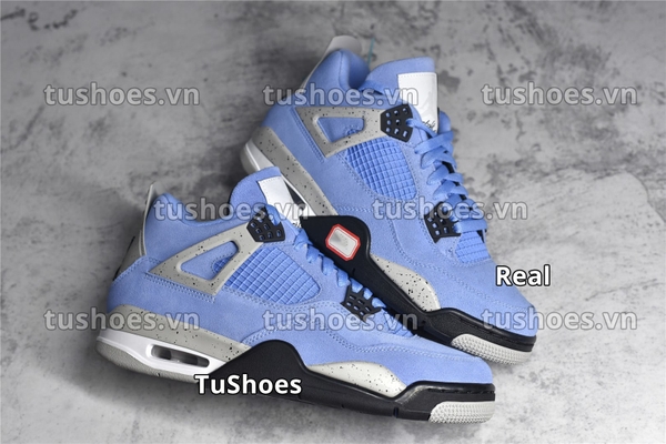 So Sánh Chất Lượng Tốt Nhất Chuẩn Tu Shoes giống 98% Real |  Jordan 4 Retro University Blue