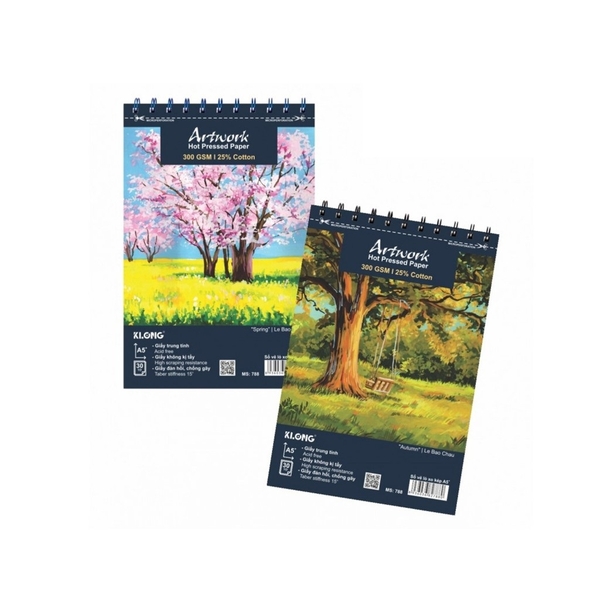 Sổ Vẽ Màu Nước KLONG 300sm Vân Hot 25% Cotton