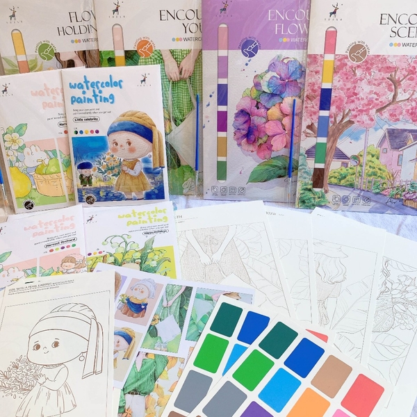 Line Art - Tranh Tô Màu Vẽ Sẵn Kèm Màu Nhiều Mẫu