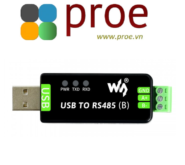 Waveshare Convertisseur USB Vers RS485 Industriel – CH343G + SP485EEN, Protection ESD/TVS