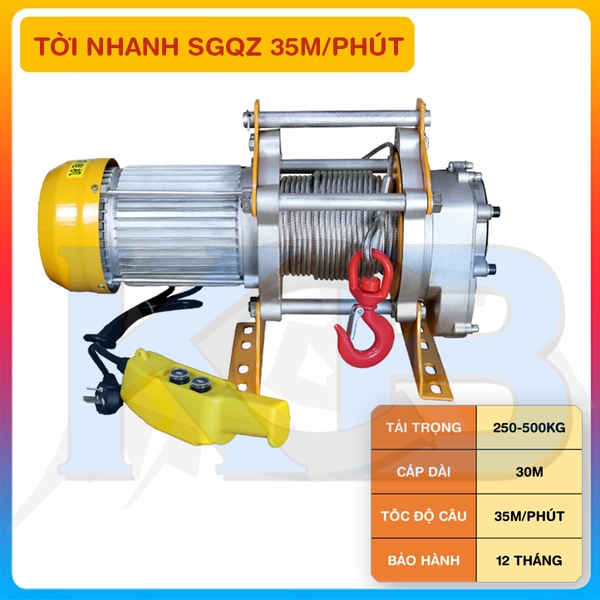 Tời mặt đất siêu nhanh SGQZ 250-500Kg/2.2kw/220V/30m/35m1p