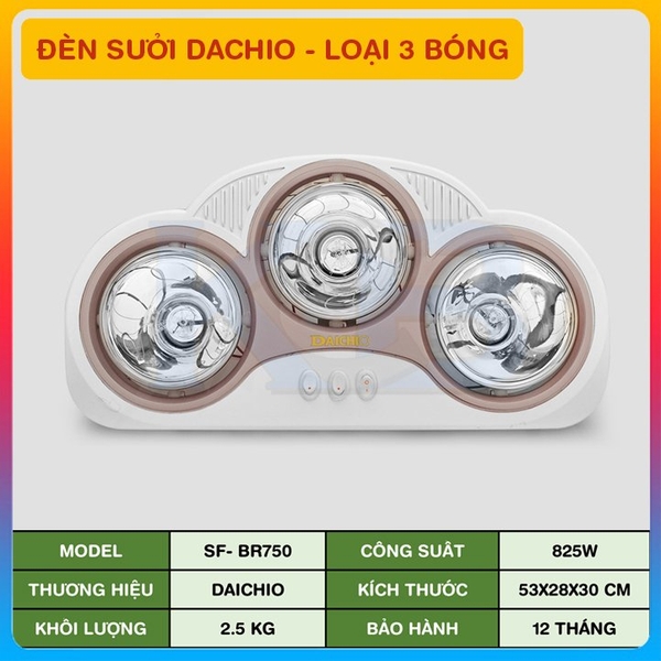 Đèn sưởi nhà tắm 3 bóng Daichio