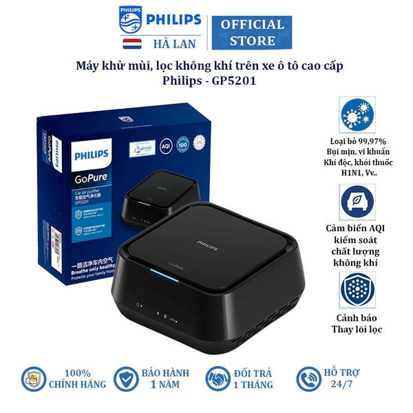 Máy khử mùi, lọc không khí trên xe ô tô. Thương hiệu Hà Lan cao cấp Philips GP5201