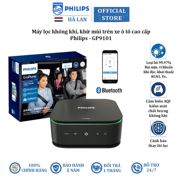 Máy lọc không khí, khử mùi trên xe ô tô. Thương hiệu Hà Lan cao cấp Philips - GP9101