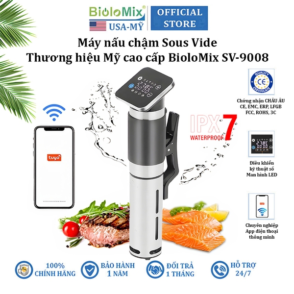 Máy nấu chậm Sous Vide, dùng cho gia đình. Thương hiệu Mỹ cao cấp BioloMix SV-9008