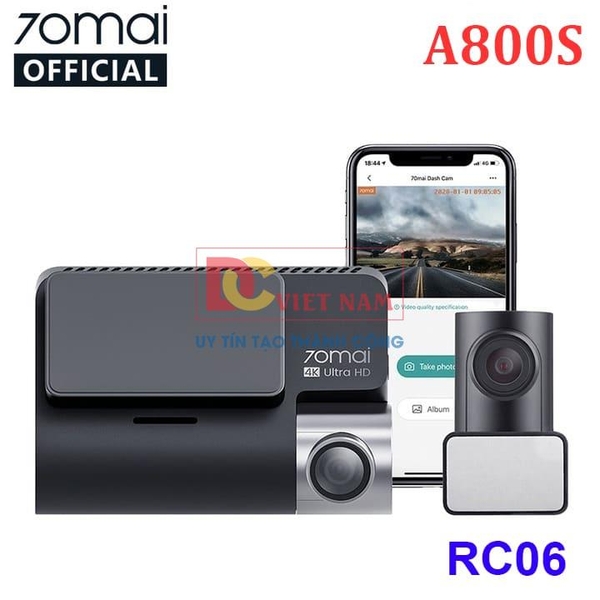 Camera hành trình ô tô Xiaomi 70mai. Bản Quốc Tế cao cấp A800S, 4K, Wif