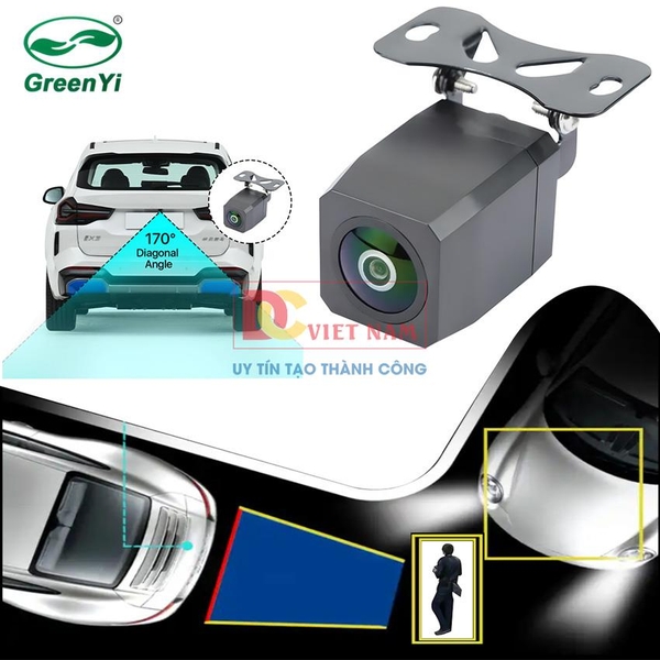 Camera lùi phát hiện và cảnh báo người đi bộ và xe cộ, nhãn hiệu GreenYi AHD AIC816 720P, ADAS, AI