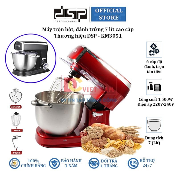 Máy trộn bột, đánh trứng 7 lít cao cấp DSP KM3051