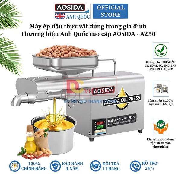 Máy ép dầu thực vật dùng trong gia đình. Thương hiệu Anh Quốc cao cấp AOSIDA - A250