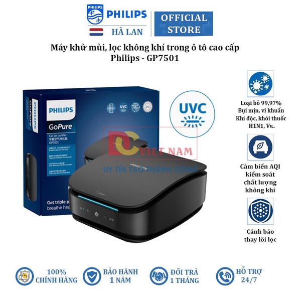Máy khử mùi, lọc không khí trong ô tô. Thương hiệu Hà Lan cao cấp Philips - GP7501
