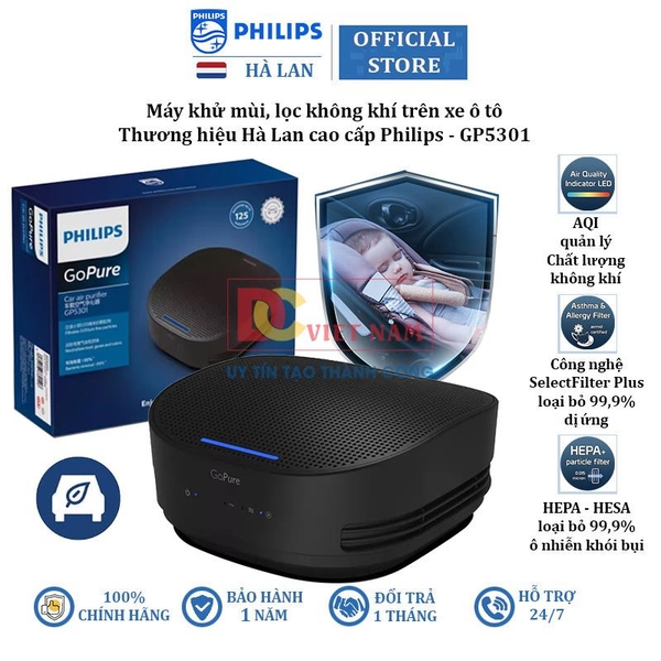 Máy khử mùi, lọc không khí trên xe ô tô. Thương hiệu Hà Lan cao cấp Philips - GP5301