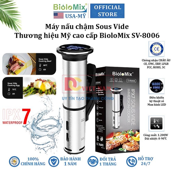 Máy nấu chậm Sous Vide, dùng cho gia đình. Thương hiệu Mỹ cao cấp BioloMix SV-8006