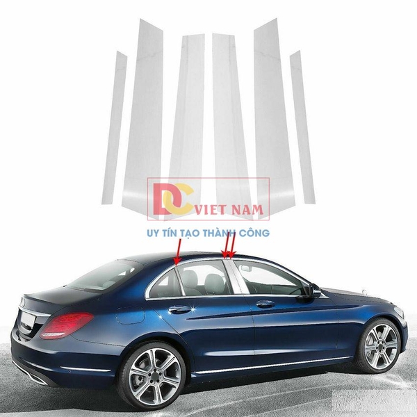 Bộ 6 thanh nẹp cột B và C cánh cửa xe ô tô Mercedes E200 và E300