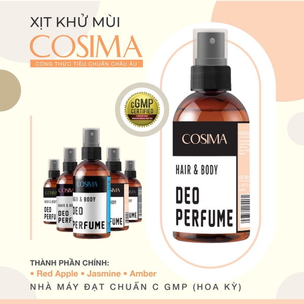 Xịt khử mùi ngăn ngừa mồ hôi 24h COSIMA (màu Hường Be 60ml )