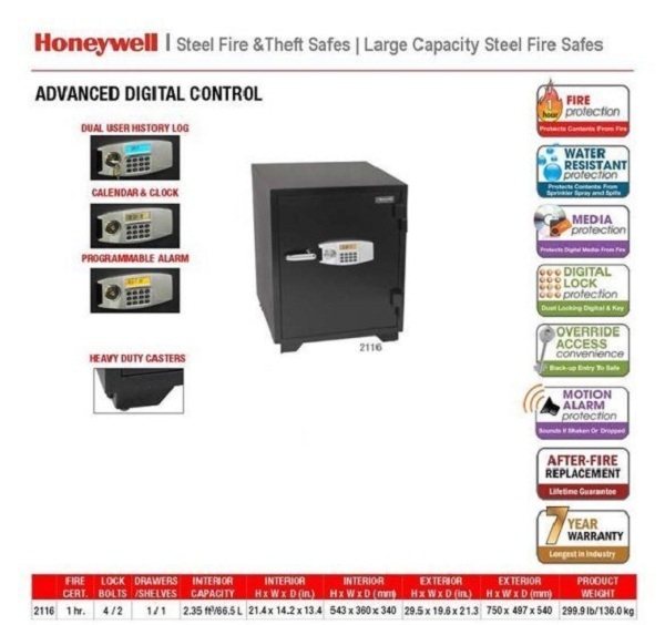 Các tiêu chuẩn chất lượng hội tụ đầy đủ trong két sắt honeywell 2116 