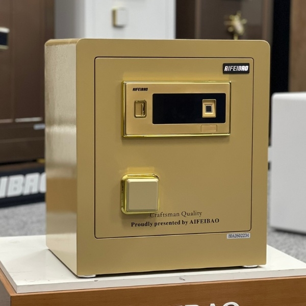 Két sắt HK-MD-45BL mini Aifeibao vân tay nhập khẩu màu vàng chanh