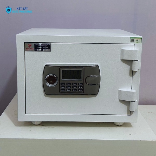 Két sắt mini Việt Tiệp KW38E điện tử màu trắng khóa chìa chống đánh
