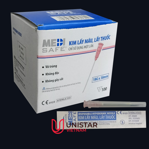 Kim lấy máu, lấy thuốc MEDISAFE 18G (hộp 100 chiếc)